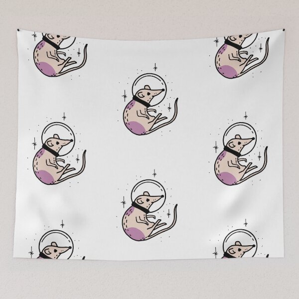 Item preview, cream and purple astronaut rat in space cute gift designed and sold by AnanasArt.