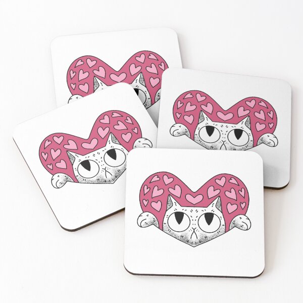 Item preview, Curious Cat inside a Pink Heart cute gift designed and sold by AnanasArt.