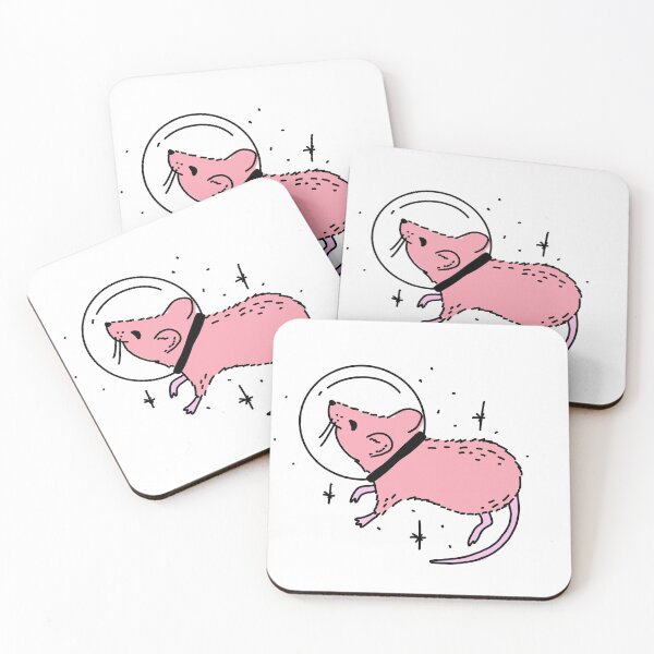 Item preview, cute peachy pink rat astronaut floating in space cute gift designed and sold by AnanasArt.
