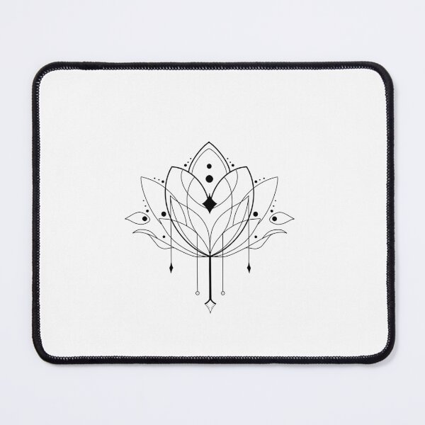 Item preview, delicate line drawing lotus symmetrical mandala linework with dangling crystals cute gift designed and sold by AnanasArt.
