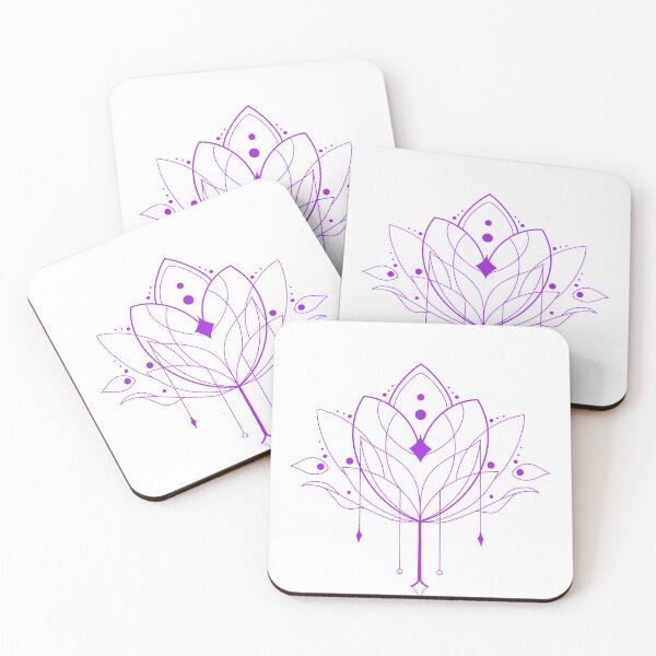 Item preview, electric delicate purple lotus symmetrical mandala linework with dangling crystals cute gift designed and sold by AnanasArt.