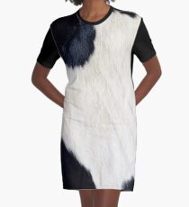 Cowhide Black and white Graphic T-Shirt Dress