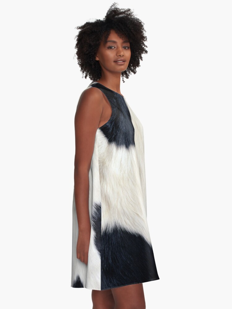Alternate view of Faux Cowhide Black and white A-Line Dress