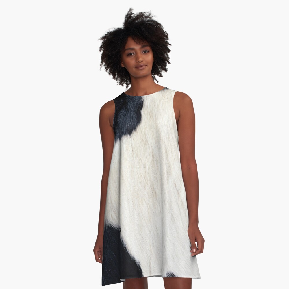 Faux Cowhide Black and white A-Line Dress