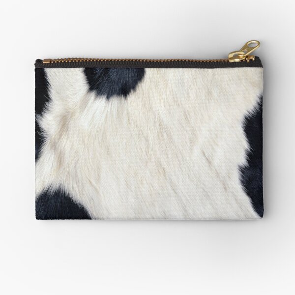 Cowhide Black and white Zipper Pouch
