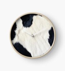 Cowhide Black and white Clock