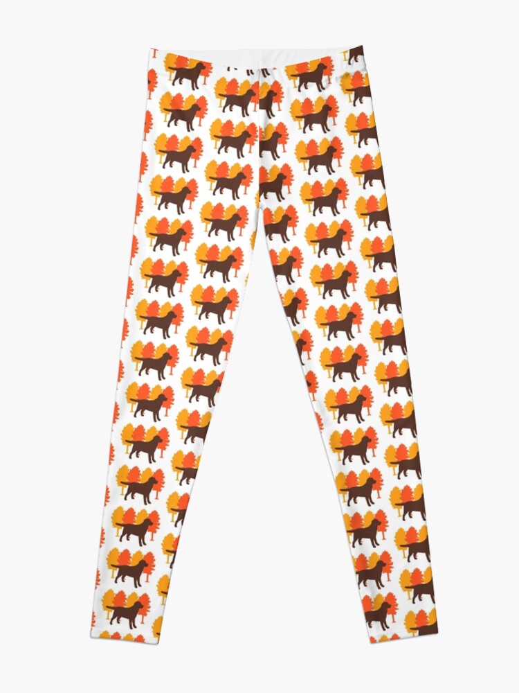 Alternate view of Autumn Trees Chocolate Labrador Silhouette Leggings