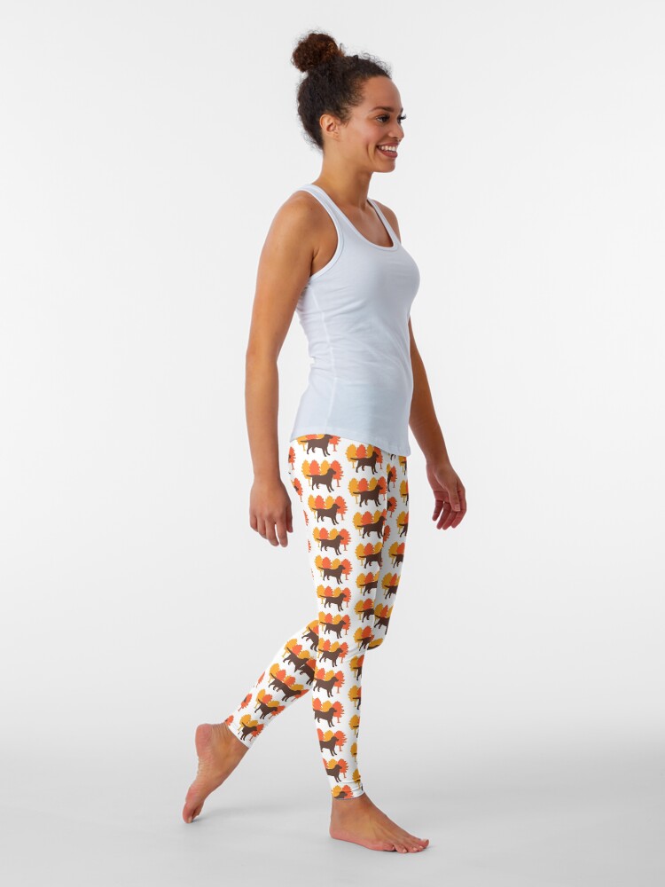Alternate view of Autumn Trees Chocolate Labrador Silhouette Leggings