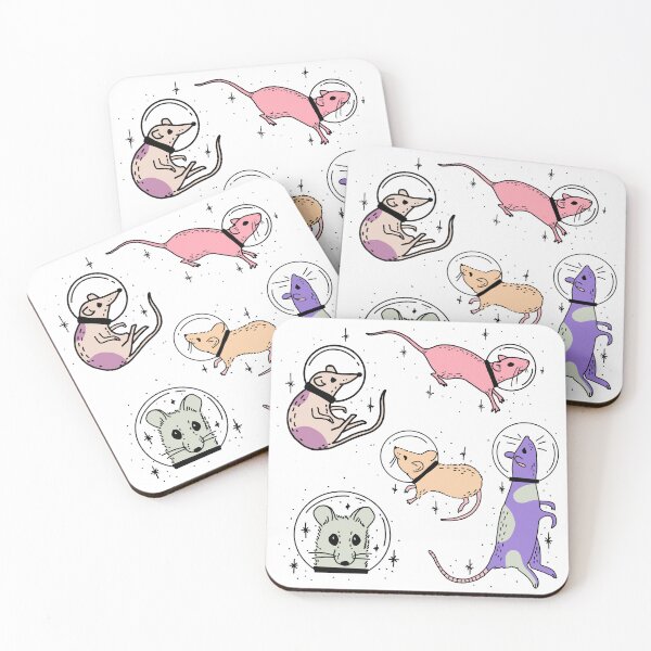 Item preview, five astronaut rats in pastel colors cute gift designed and sold by AnanasArt.