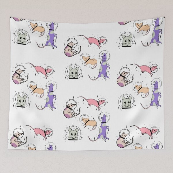 Item preview, five astronaut rats in pastel colors cute gift designed and sold by AnanasArt.