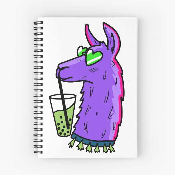 Item preview, funky purple llamma wearing tessels and heartshaped sunglasses, drinking matcha bubble tea cute gift designed and sold by AnanasArt.