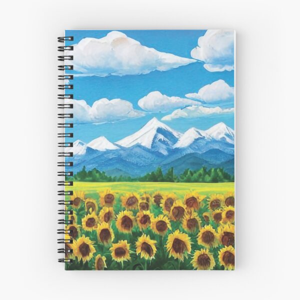 Item preview, Cloudy  day  mountains  and sunflowers  field designed and sold by painter227.