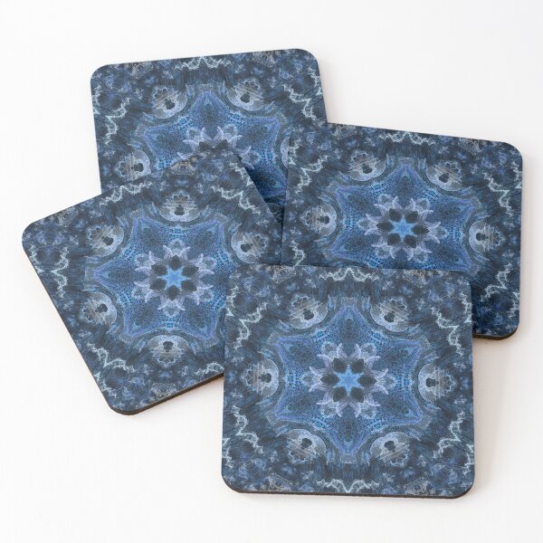 Item preview, hexagonal pattern from blue grey particles with water mist and spray	 designed and sold by mister-john.
