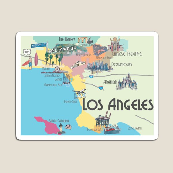 Item preview, Los Angeles California Clean Iconic City Map designed and sold by artshop77.