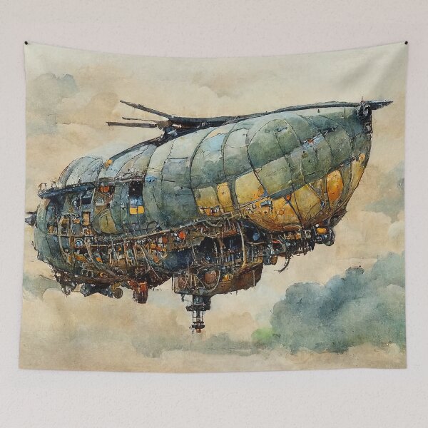 Item preview, Steampunk flying ship designed and sold by AM FineArtPrints.