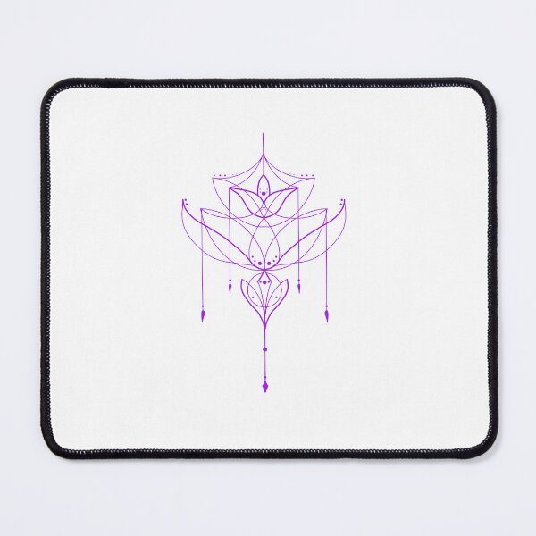 Item preview, glorious purple lotus symmetrical mandala linework with dangling crystals cute gift designed and sold by AnanasArt.