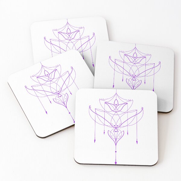 Item preview, glorious purple lotus symmetrical mandala linework with dangling crystals cute gift designed and sold by AnanasArt.