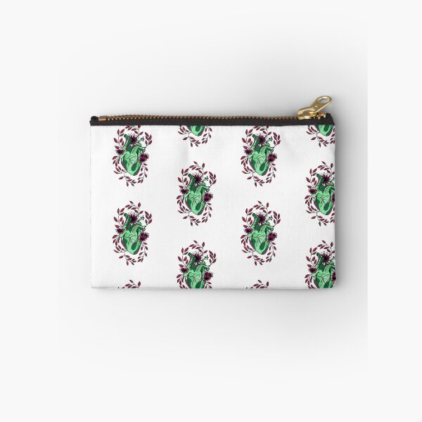 Item preview, Green anatomically correct heart with red leaves and flowers - boho witchy art cute gift designed and sold by AnanasArt.