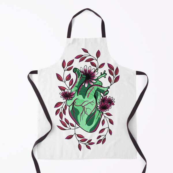 Item preview, Green anatomically correct heart with red leaves and flowers - boho witchy art cute gift designed and sold by AnanasArt.