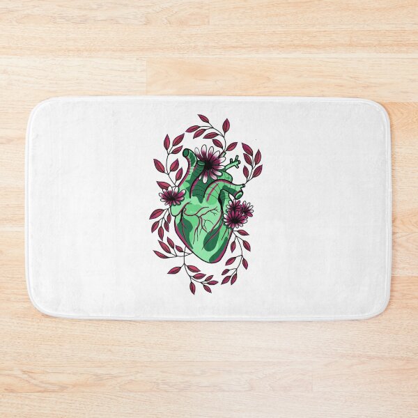 Item preview, Green anatomically correct heart with red leaves and flowers - boho witchy art cute gift designed and sold by AnanasArt.