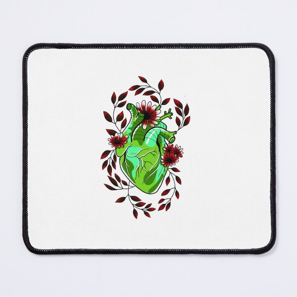 Item preview, Green anatomically correct heart with red leaves and flowers cute gift designed and sold by AnanasArt.