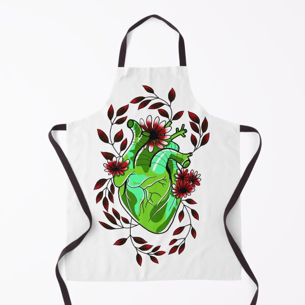 Item preview, Green anatomically correct heart with red leaves and flowers cute gift designed and sold by AnanasArt.