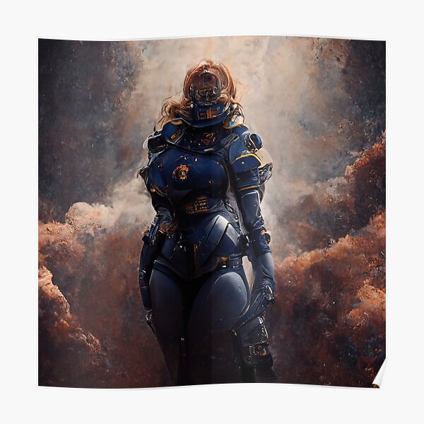 Lady Space Marine Warhammer 40k Poster