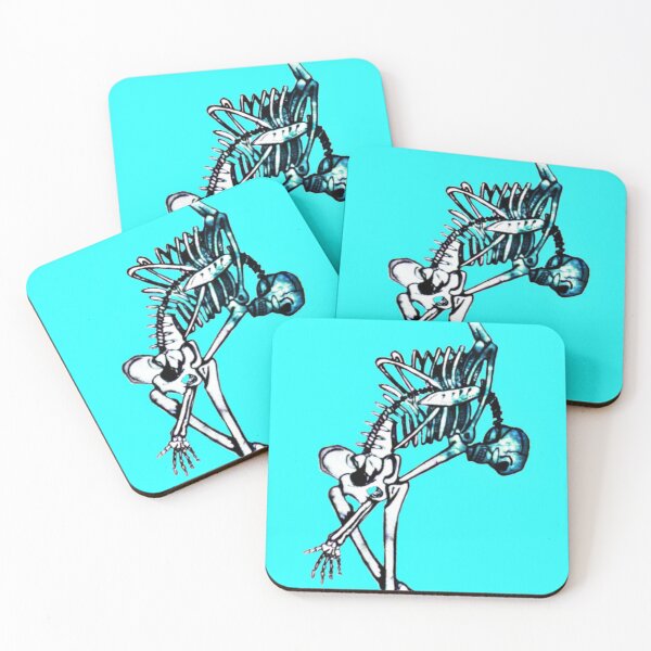 Item preview, black, cyan blue digitized handrawn skelly from rubber skeleton model | surreal ballet dancer | Halloween | elegant, gothic | full scan designed and sold by DigitalEurydice.