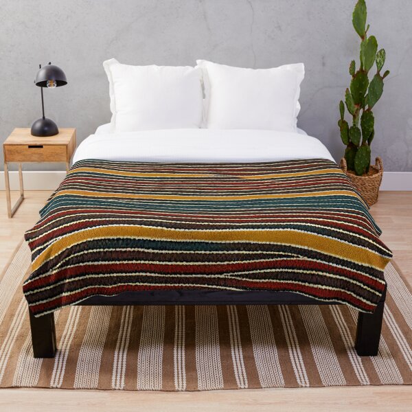 Item preview, Red Green Brown and Orange Multicolored Horizontal Waves Wax Cloth Minimalist Abstract Animal Striped Pattern designed and sold by CrowBerryCream.