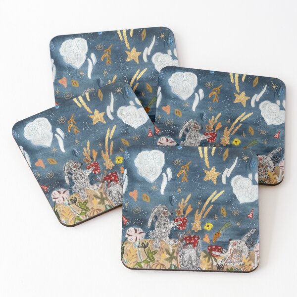 Item preview, Funny rabbit, stars, carrots, textures illustration  designed and sold by Yana Mustafina | Boho Soulful Designs.