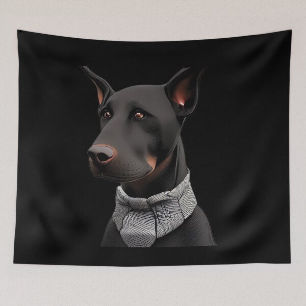 Item preview, Dobermann wearing a cute scarf designed and sold by musicroom.