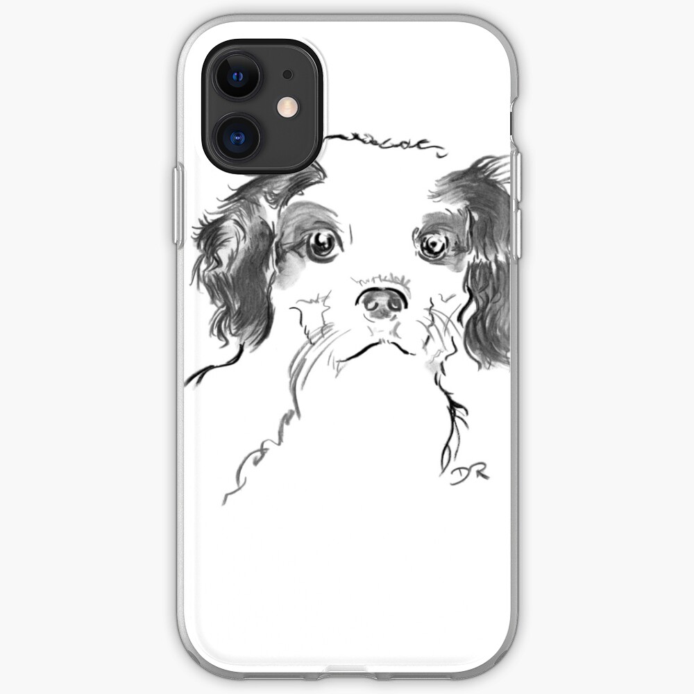 Cavalier King Charles Spaniel Puppy Drawing iPhone Case & Cover