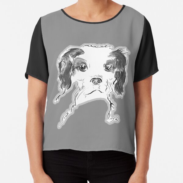 Cavalier King Charles Spaniel Puppy Drawing Chiffon Top