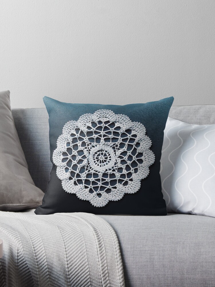 White on sale crochet pillow