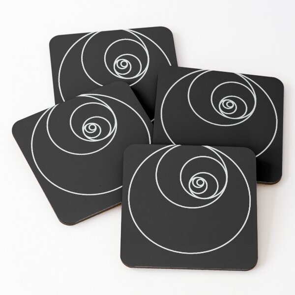 Item preview, Black Golden Ratio Spiral Fibonacci Sequence Circles designed and sold by ghost888.