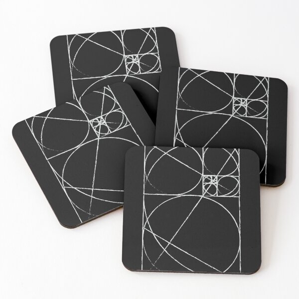 Item preview, Black Golden Ratio Spiral Fibonacci Sequence Circles and Squares designed and sold by ghost888.