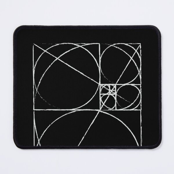 Item preview, Black Golden Ratio Spiral Fibonacci Sequence Circles and Squares designed and sold by ghost888.