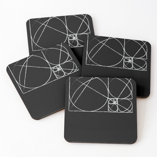 Item preview, Black Golden Ratio Spiral Fibonacci Sequence Circles and Squares designed and sold by ghost888.
