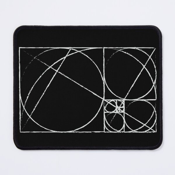 Item preview, Black Golden Ratio Spiral Fibonacci Sequence Circles and Squares designed and sold by ghost888.
