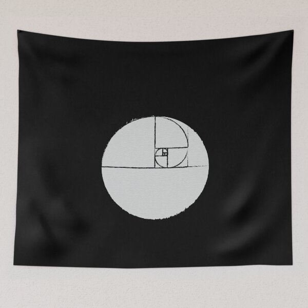 Item preview, White Circle Golden Ratio Spiral Fibonacci Sequence Sketch  designed and sold by ghost888.