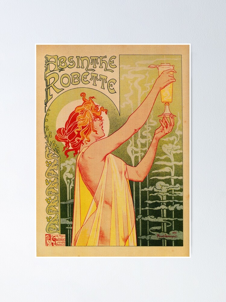Ready to hang Framed 11X14 Vintage Absinthe Robette Print Art Nouveau Decor C.1895