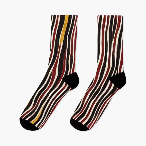 Item preview,  Black Red and Gold Multicolored Vertical Waves Wax Cloth Minimalist Abstract Animal Striped Pattern designed and sold by CrowBerryCream.