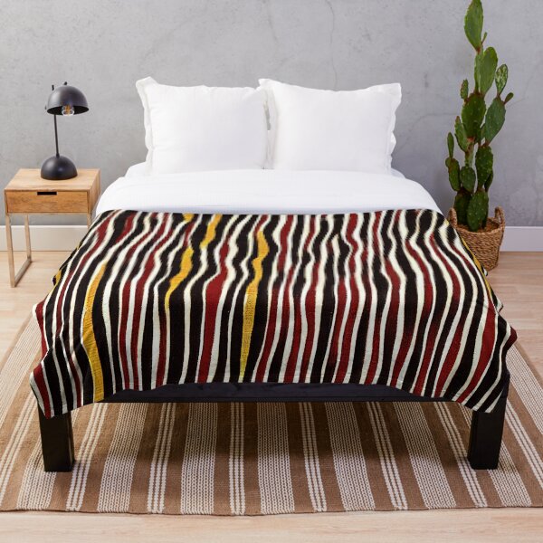 Item preview,  Black Red and Gold Multicolored Vertical Waves Wax Cloth Minimalist Abstract Animal Striped Pattern designed and sold by CrowBerryCream.