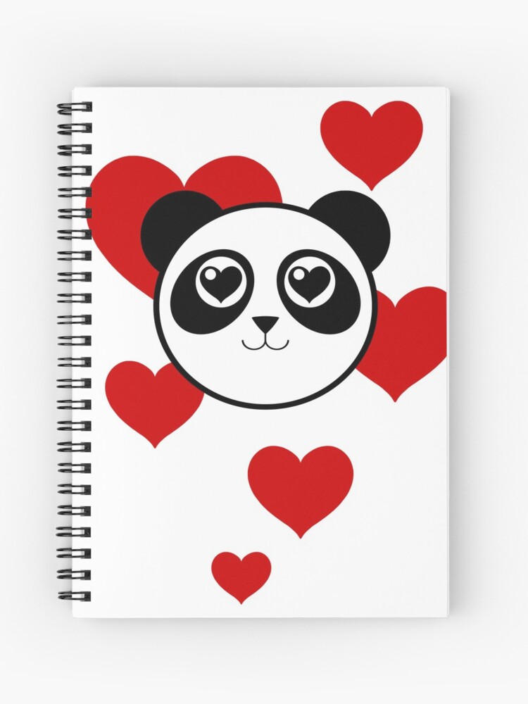Cuaderno de espiral «Love Panda con corazones» de Sarinilli | Redbubble