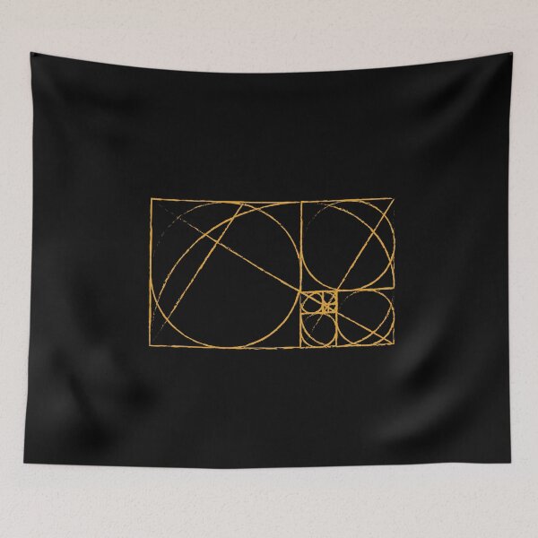 Aperçu de l'œuvre Cercles et carrés de séquence de Fibonacci en spirale du rapport d'or jaune créée et vendue par ghost888.