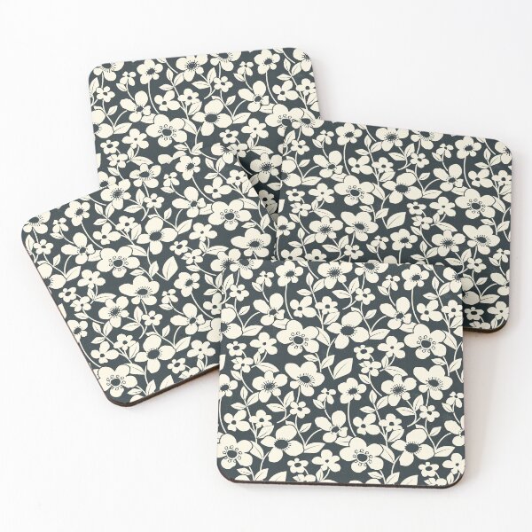 Item preview, Retro Flower Field - Slate Gray designed and sold by appleyards.