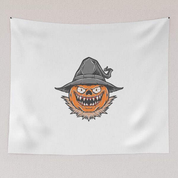 Aperçu de l'œuvre Halloween Scary Evil Pumpkin Funny Pumpkin Head créée et vendue par SilverOrGold.