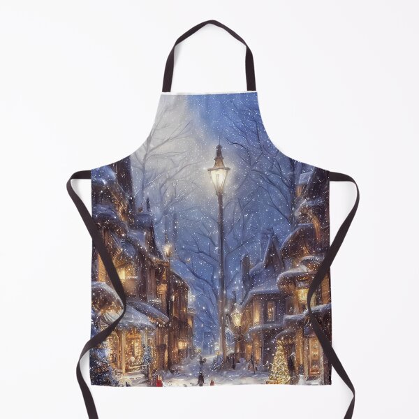 Artikelvorschau, Viktorianische Vintage Weihnachtsszene, die am Weihnachtsabend in einem malerischen europäischen Dorf schneit entworfen und verkauft von CGSGraphics.
