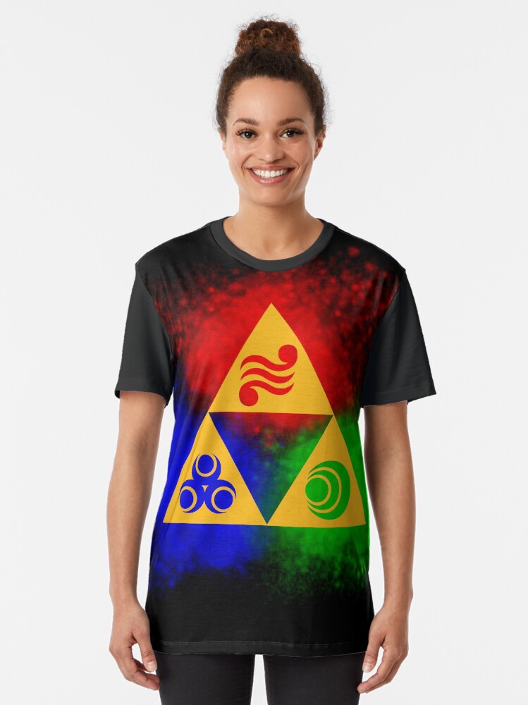 Alternate view of Triforce with Goddess Symbols Graphic T-Shirt