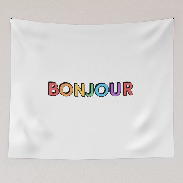 Item preview,  BONJOUR - French for good day, good morning  rainbow text designed and sold by Inspirationmotivation.